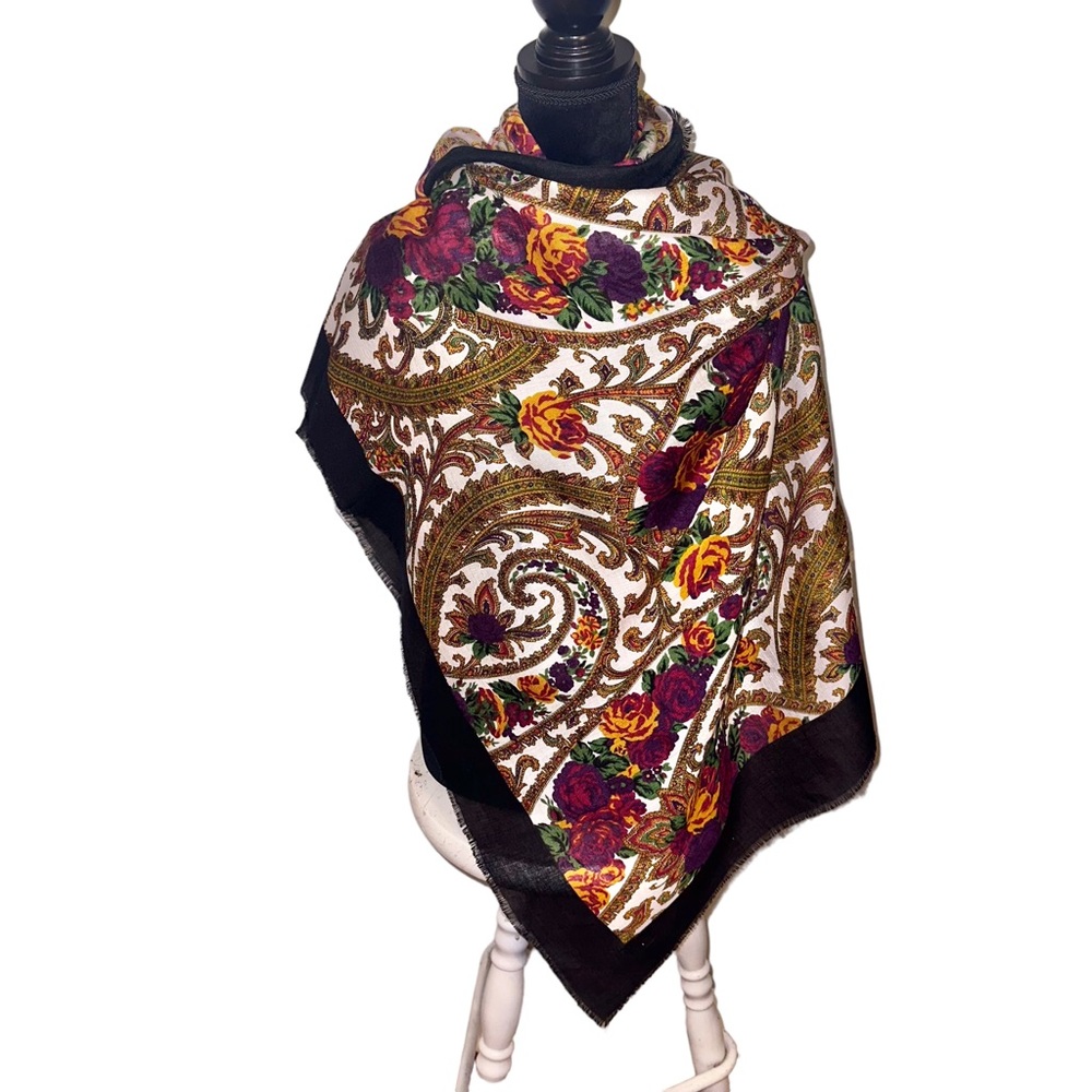 Challis By Berkshire Paisley Rose Print Scarf Wrap